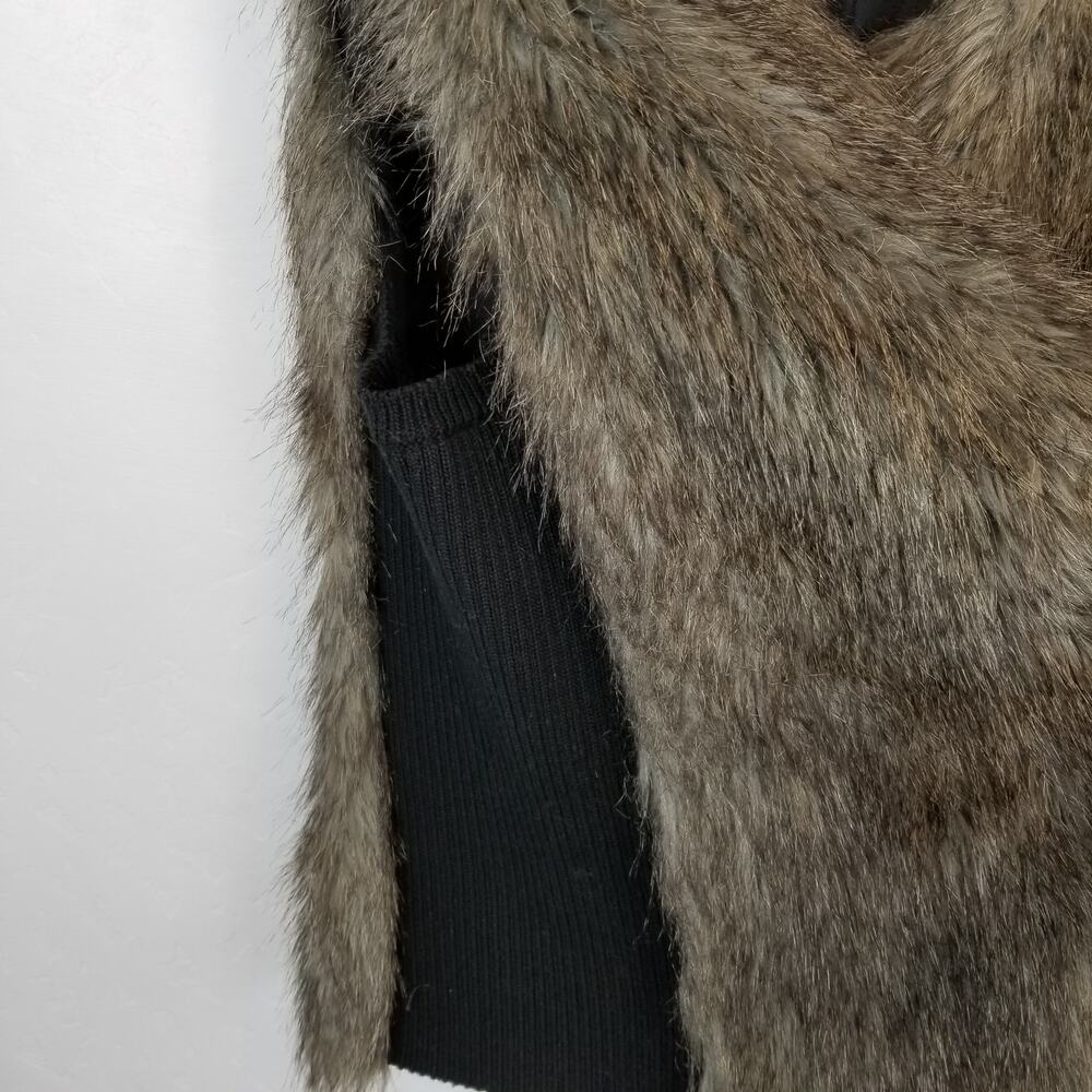 Style & Co. Women's Faux Fur Open Front Vest Black Gray Size Large - Picture 4 of 4